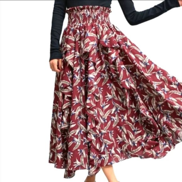 NWT Anthro Reynu Taandon Leaf Print Maxi Skirt Size S - Picture 8 of 16